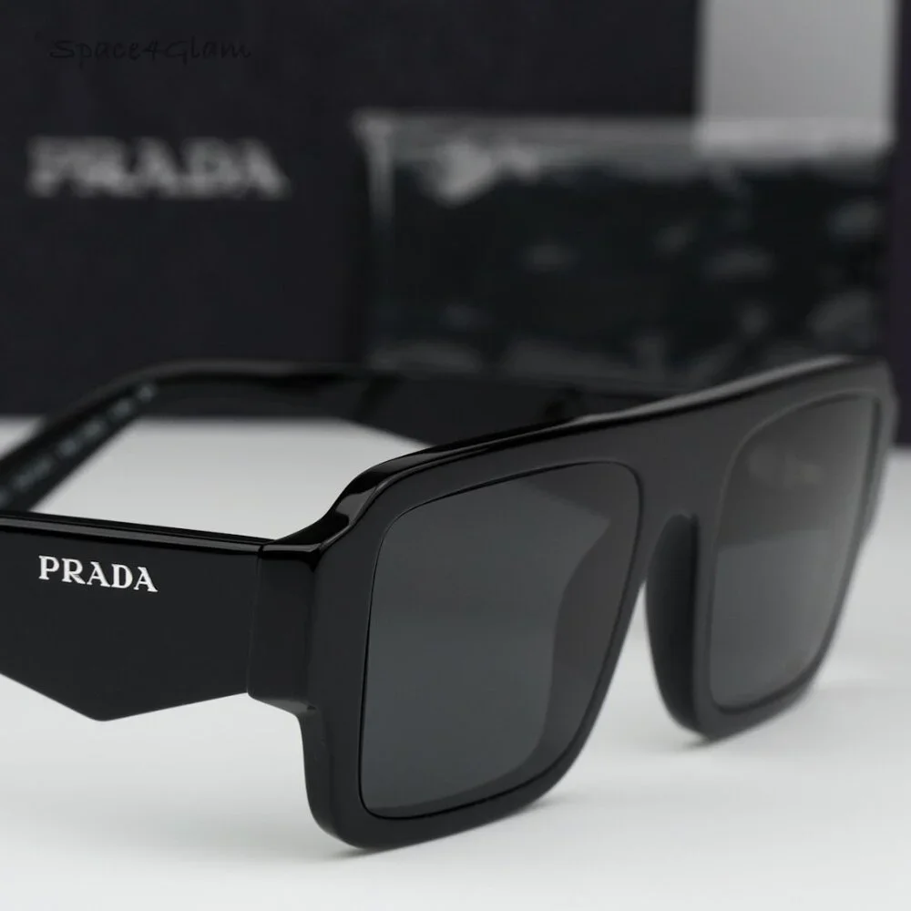 Prada Women Sunglasses Black Dark Grey Square PRA05S 16K08Z BRAND NEW - Picture 4 of 11